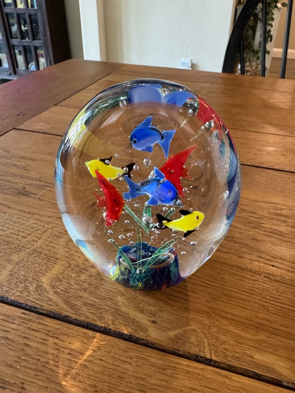 Heavy Murano Style 5" Art Glass Fish Aquarium Paperweight